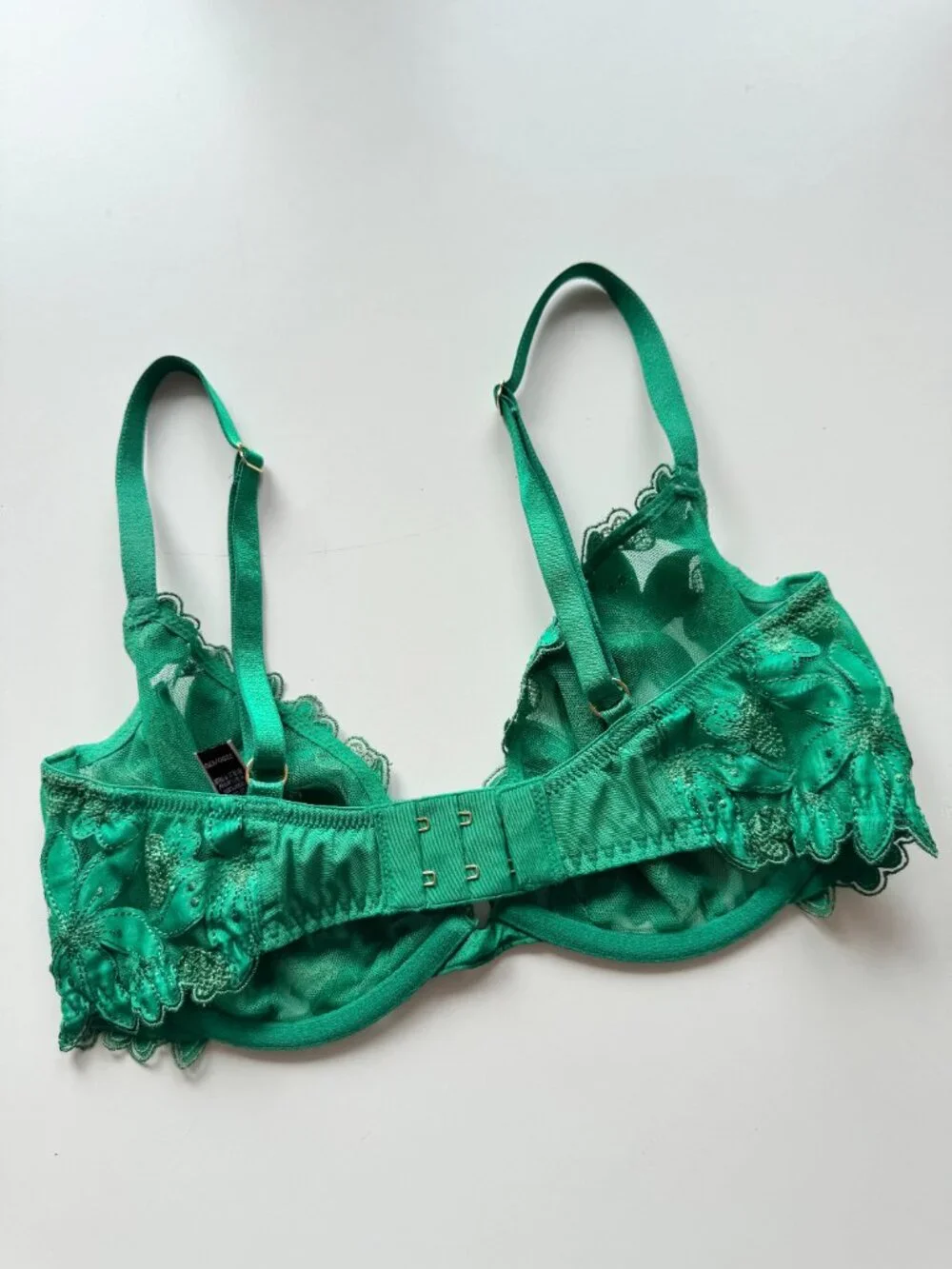 VICTORIA'S SECRET Ziggy Green Floral Embroidered Low Cut Demi Bra, Size 32DD - Picture 11 of 15